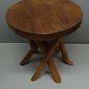11.8" Round Wood Plant Stand | Teak Stool with Stick Leg | Accent Stool | Small Side Table for Living Room, Bedroom, Yard