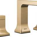 Delta Velum Brushed Gold Bathroom Faucet 3 Hole, 8 Inch Widespread Bathroom Sink Faucet for Vanity, Metal Push-Pop Drain Assembly, Champagne Bronze 3537LF-CZMPU