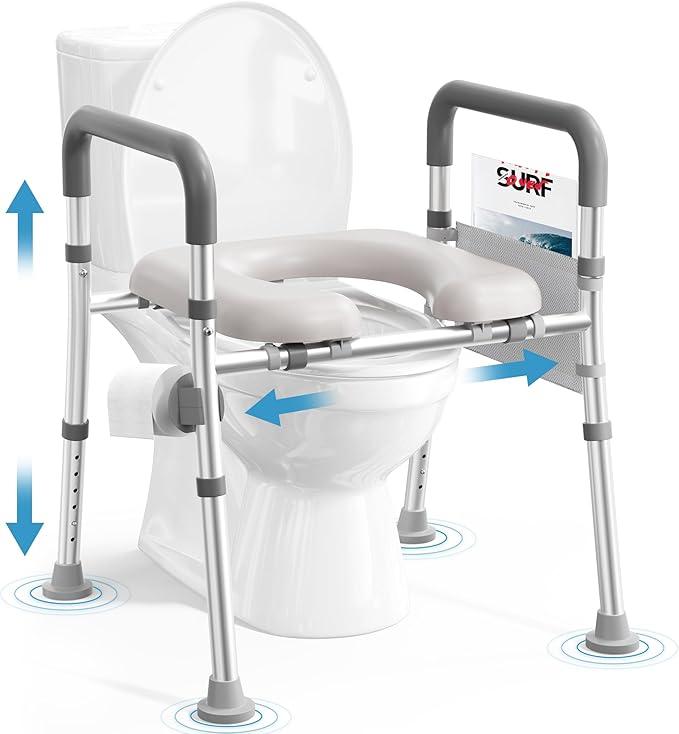 Toilet Seat Riser for Seniors, Raised Toilet Seat with Handles, Adjustable Height & Width, 400lb Handicap Elevated Toilet Seat, Fit Any Toilet Toilet Seat Riser for Seniors, Raised Toilet Seat with Handles, Adjustable Height & Width, 400lb Handicap Elevated Toilet Seat, Fit Any Toilet