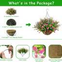 Artificial Hanging Flowers Basket, 12 UV-Resistant Bundles of Realistic Fake Flowers, Faux Plants for Outdoor Decor, Home, Garden, Porch, Patio, Spring & Summer Decorations, Pink