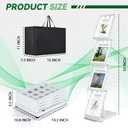 Trade Show Literature Stand Display Rack, Magazine Brochure Catalog Display Stand, Magazine Floor-Standing with Portable Oxford Bag for Office Store Exhibition Trade Show (White)