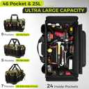 Heavy Duty Tool Bag 16-Inch, 46 Pockets Electrician Tool Bag for men with Hard Bottom & Waterproof Pocket, 1680D Tear-Proof Toolbox Organizer for HVAC Mechanic, Father Day Dad Birthday Gift