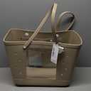 Lightweight Rubber Beach Bag XL Transparent Window Travel Tote Bags (Almond Birch)