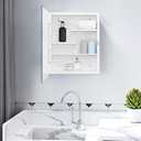 White Metal Medicine Cabinet, 16 x 20 Beveled Mirror, Surface Mount Storage