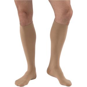JOBST Relief Knee High Graduated Compression Socks 20-30mmHg - Comfortable Unisex Design with Silicone Dot Band - Closed Toe (Large Full Calf, Beige)
