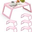 6 Pieces Breakfast in Bed Tray with Foldable Legs,26.8"x14" Bed Table Tray with Handles Serving Breakfast Tray for Couch Snack Sofa Home Sleepover Slumber Party (Pink)
