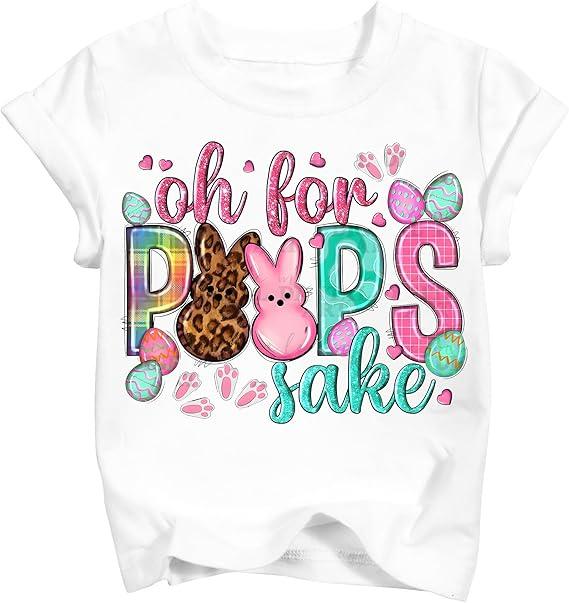 TUIVX Girls Easter Shirt Toddler Bunny Rabbit Eggs T-Shirts Kids Funny Lettering Graphic Tee Tops 2026 White (4-5 Years), 110