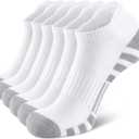 Airacker Ankle Athletic Running Socks Cushioned Breathable Low Cut Sports Tab Socks for Men and Women (6 Pairs) (9-12, Cotton White)