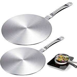 Geiserailie 2 Pcs Heat Diffuser Plate 9.3 Inch & 7.7 Inch Stainless Steel Cooking Induction Adapter Simmer Plate for Electric Gas Stove Glass Cooktop Converter Induction Hob Pans Coffee Milk Cookware