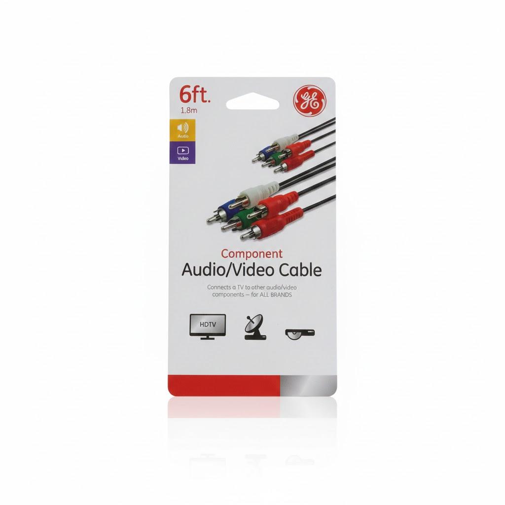 GE
 
6ft.
 
Audio/Video
 
Component
 
Cable
 
with
 
RCA-Type
 
Connectors,
 
Black