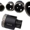 Vacuum brazed Diamond Dry Drilling bits Core bits Set with 5/8-11 for Porcelain Tile Granite Marble Stone Masonry Black25/35/40/45/50/68mm (Medium)