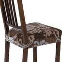 SearchI Stretch Dining Chair Seat Covers Set of 4, Soft Removable Washable Seat Cover for Dining Chairs, Dining Room Chair Cover Protector (Rear-Covered, Brown)