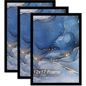 12x17 Picture Frame Set of 3, Black Frame for 12 x 17 Inch Picture Poster Photo, Light Weight and High Transparent 12 by 17 Frame for Wall - 3 Pack/Black/12 x17