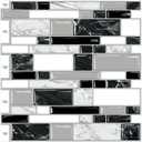 10-Sheet Peel and Stick Backsplash Tiles 12"x12" Self-Adhesive Tile Sticker for Kitchen Bathroom, White Black Marble