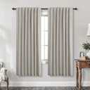 KOUFALL Taupe Back Tab Linen Blackout Curtains for Living Room 52x63 Inches Long