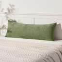 MIULEE Pack of 1 Couch Throw Pillow Covers 14x36 Inch Spring Soft Sage Green Chenille Pillow Covers for Sofa Living Room Solid Dyed Pillow Cases