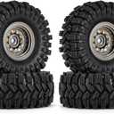 INJORA Black Coating Brass 1.0 Beadlock Wheel Tires Set for Axial SCX24 AX24 TRX4M FCX24 Upgrade 1/24 1/18 RC Crawler CarGrey