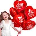 30 Happy Valentine's Day Foil Balloons 18 Inch Bulk Heart Balloons, Red Valentines Heart Balloons, Heart Shaped Balloons for Valentines Day Decorations Party Supplies by 4E's Novelty