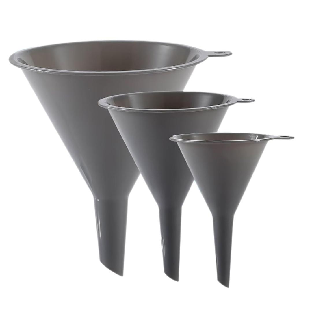 Plastic Kitchen Funnel Set of 3, Round Kitchen Funnels for Filling Bottles, Durable and Multifunctional Funnels for Filling Canning, Cooking, Lab or Car Oil