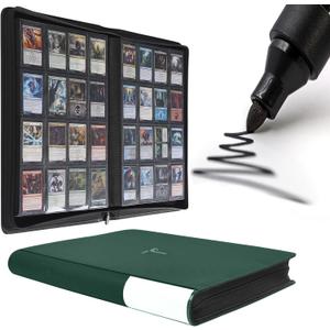 Premium Trading Card Binder,16 Pocket, Holds Up to 1600 Cards with Ringless 50 Double-Sided Sleeves, Label Design with a Pen, Side Loading Card Collection Album Folder with Zipper for TCG,Sports Cards