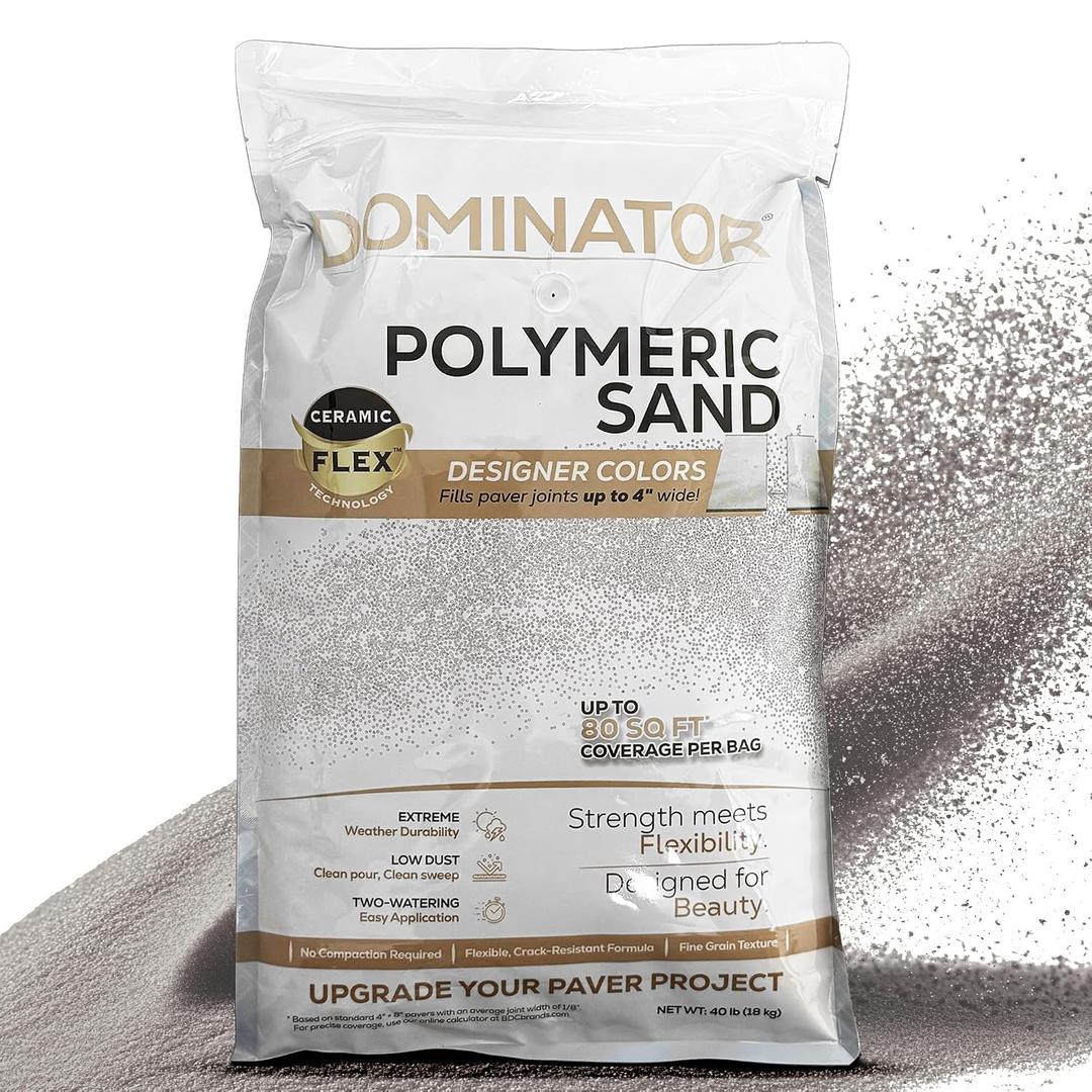 DOMINATOR Polymeric Sand for Pavers, Titanium Gray, 40 lbs - Revolutionary Ceramic Flex Technology for Stabilizing Paver Joint Widths 1/8” to 4” - Professional Grade Paver Sand for Patio Pavers, Size: 40 Pound