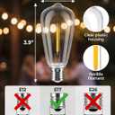 25-Pack ST40 E17 LED Bulbs, Shatterproof Plastic Replacement Bulbs for Outdoor String Lights (E17 Base ONLY, Not E12/E26), Vintage Edison Dimmable 0.6W 2700K Warm White Patio Light Bulb
