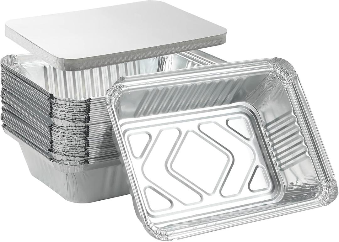 25Pack Disposable Aluminum Foil Pans with Lids, Heavy Duty Bread Tins 2.25LB - Capacity 8.5x6.3 Takeout Pans, Tin Foil for Reheating, Baking