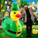 Hungdao 1 Pc 4 ft St. Patrick's Day Inflatable Duck Giant Blow up Rubber Duck with Lucky Shamrock Hat for St. Patrick's Day Golf Cart Parade Outdoor Yard Lawn Decorations (Air Pump Not Included)