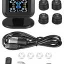X AUTOHAUX Tire Pressure Monitoring System TPMS USB Charger Monitor 5 Alarm Modes LCD Color Display with 4 External Sensors Temperature Pressure Universal for Car RV Trailer