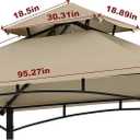 COOSHADE Grill Gazebo Replacement Canopy Roof Outdoor Double Tiered Barbecue Gazebo Top Cover Fit for Model L-GG001PST-F (Beige)