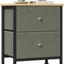 Sweetcrispy Night Stand with 2 Fabric Storage Drawers, Bedside Table, 11.8"D x 18"W x 20"H , 1 Pack