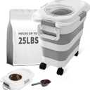 25 Lbs Dog Food Storage Container, Collapsible Dog Food Container with Scoop for Pet/Dog/Cat/Bird Food,Keep Dry Food Fresh,Easy to Move (White) (1-25BL-White)