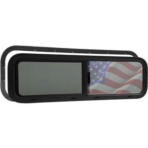 33"x10" RV Van Bunk Window - Driver Side, DOT Certified, Half-Slider Privacy Glass, Anodized Aluminum Frame, UV Protection, Easy Clamp-in Installation (Fits 33" W x 10" H Cut-Out)