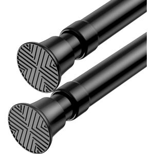 Tension Rods 2Pack Black Tension Rods 23-48Inch Small Curtain Rods for Windows Adjustable Curtain Rods Spring Rod Tension rods for Doorway,Closet,Windows