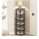 SHIISEWE Bamboo Shoe Rack for Small Spaces 6 Tier Tall Vertical Narrow Rack for Closet Stackable Shoe Holder, Black Stand for Entryway Storage Shoe Organizer