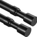 2 Pcs Tension Rod, OEH Tension Curtain Rod, No Drilling Rustproof Tension Rods for Windows 22 to 35 inch, Small Tension Rod, Adjustable Tension Rods for Closet, Windows, Kitchen, Black (22-35 inch)