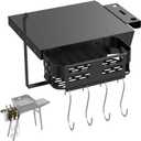 Griddle Stand Side Shelf and Griddle Caddy for Blackstone 17" 22" Griddle Stand, Griddle Shelf and Grill Caddy for Blackstone 5013 Griddle Stand with Tool Hooks, Paper Towel Holder and Spatula Holder