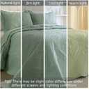 Cmfshape Oversize King Bedspread 128"x120",3 Piece California King Quilt,Lightweight Green Quilt Set for All Season,Modern Coin Pattern Bedding Set