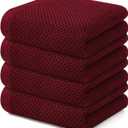 Kitinjoy 100% Cotton Waffle Weave Kitchen Towels, 4-Pack Super Soft and Absorbent Dish Towels for Drying Dishes, Kitchen Hand Towels, 13 in x 28 in, Burgundy