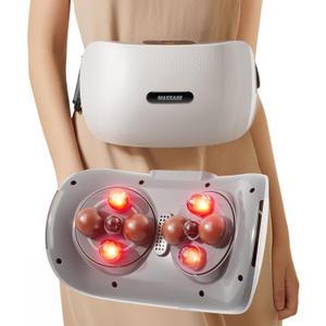 Dual Disc Abdominal Massager with Heat, Electric Belly Fat Burner Machine with Bian-Stone Massage Heads, Stomach Massager for Digestion to Relieve Bloating & Period Cramps, Constipation, Gas