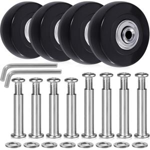 Luggage Suitcase Replacement Wheels 50mm Diameter 1 7/8 inch Wear-Resistant Mute Suitcase Luggage Replacement Wheels Rubber Swivel Caster Repair Kits 4 Pcs