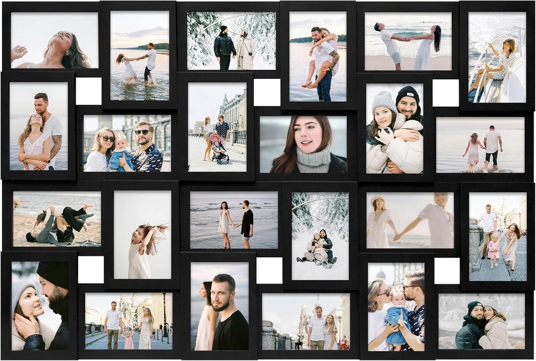 Jerry & Maggie 4×6 collage frame 24 pictures, picture frames collage wall decor, 24 slot picture frame Wall Hanging For 6×4 Photo, Black