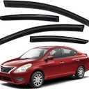 Lightronic Extra Durable Outside-Mount Auto Vent Window Visor, Fit 2012-2019 Nissan Versa Sedan (EXCLUDES Hatchback), UV Protection Rain Guard, Original Wind Deflector, No-Drilling, Dark Smoke, 4Pcs