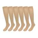 Vpogn 6 Pairs Women Opaque Stretchy Nylon Knee High Stockings Trouser Socks (US, Alpha, One Size, Regular, Regular, 6, Nude)