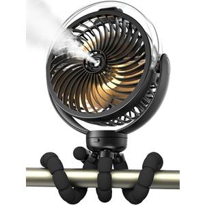 Misting Stroller Fan, 6000mAh Battery Operated Portable Fan with Light & 360° Pivoting, Personal Fans with Flexible Tripod for Baby, Office, Travel,Treadmill,Outdoors Misting Stroller Fan, 6000mAh Battery Operated Portable Fan with Light & 360° Pivoting, Personal Fans with Flexible Tripod for Baby, Office, Travel,Treadmill,Outdoors