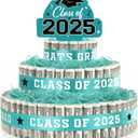 2025 Graduation Gifts for Class of 2025 Party Decorations,3 Tier Teal Congrats Grad Cake Filled with Cash Money for College High School Graduation Funny Money Gifts Idea and Party Supplies