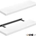 QEEIG Bathroom Shelves 24 inches Long Wall Shelf 24 x 9 inch Set of 2, White (008-60W) (23.6", B. White)