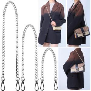 Hongbaite 3 Pack Silver Metal Chains for Purse Strap Wallet Bag Chain Replacement (16",36",48")