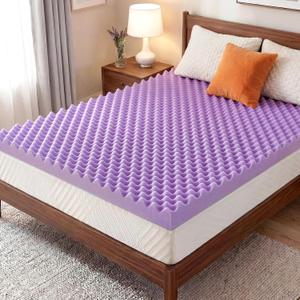 4 Inch Egg Crate Mattress Topper Twin, Gel Infused Memory Foam Mattress Topper for Pressure Relief, Breathable Mattress Pad Bed Topper in a Box, CertiPUR-US Certified, Purple, 38"×75"