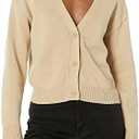 Amazon Essentials Women's Relaxed Fit V-Neck Cropped Cardigan, Size L